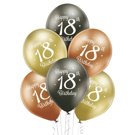 8er-Set Luftballons '18' Für Geburtstag – Bunt, Bis 30 Cm Durchmesser, Aus Naturkautschuklatex