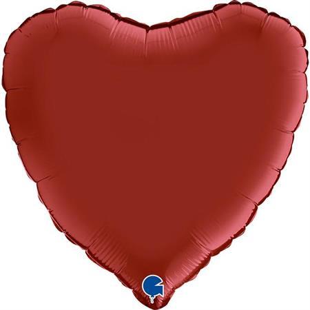 Herz Satin rubinrot Ballon (mit Helium gefüllt) - Herz Ballon helium