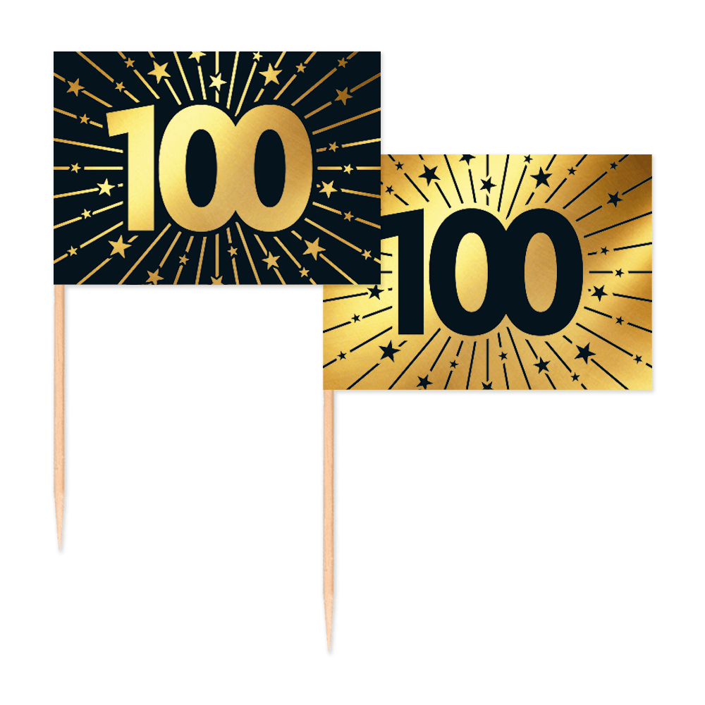 100. Geburtstag Fahnen Sticks - Geburtstag Sticks