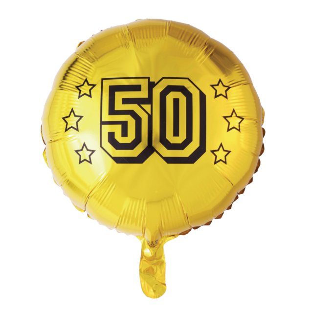 50 Jahre gold Ballon (mit Helium gefüllt) - Happy Birthday Helium rund