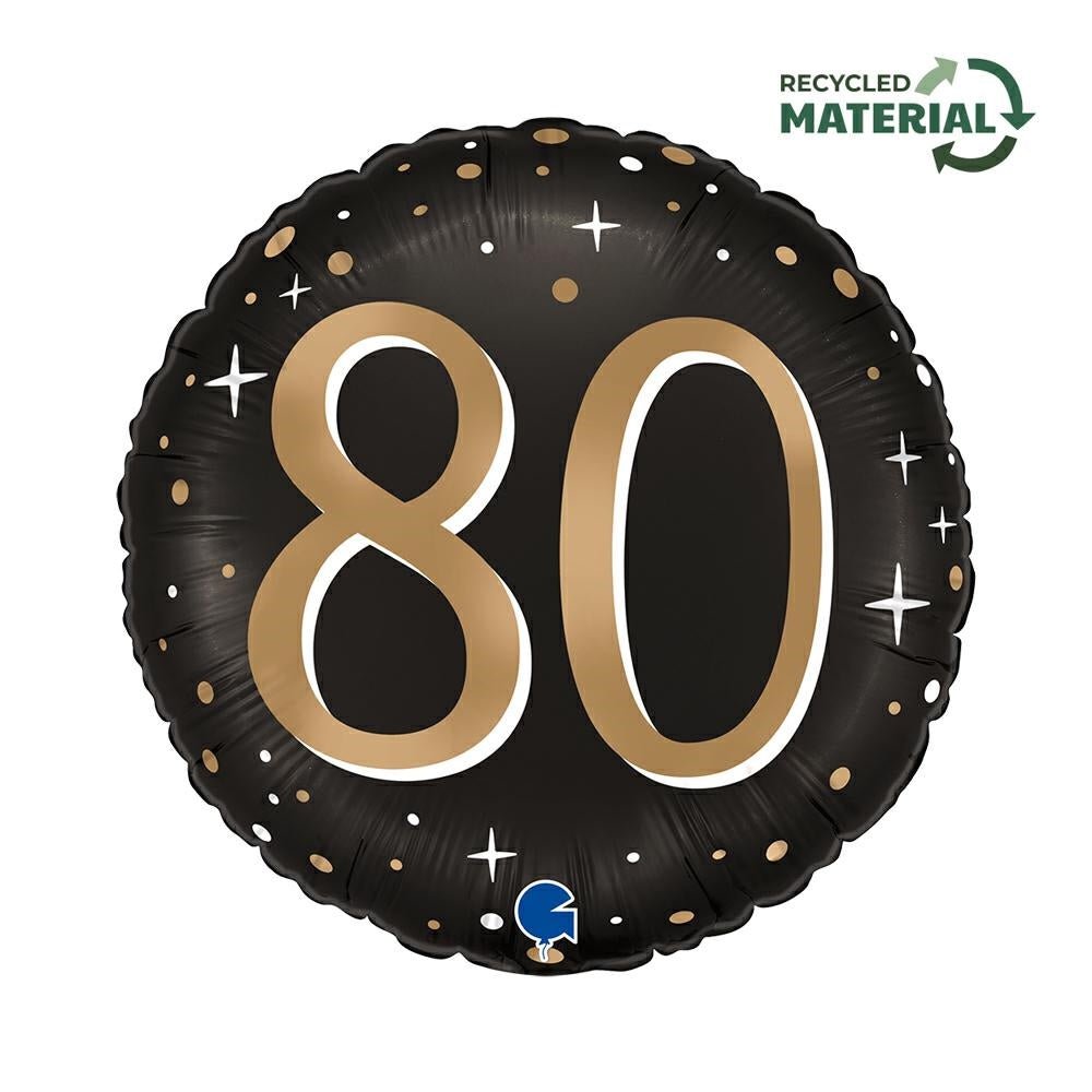 80 Geburtstag Ballon (mit Helium gefüllt) - Runder Ballon helium