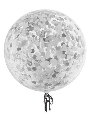 Bubble Ballon mit silber Konfetti gefüllt - Bubble