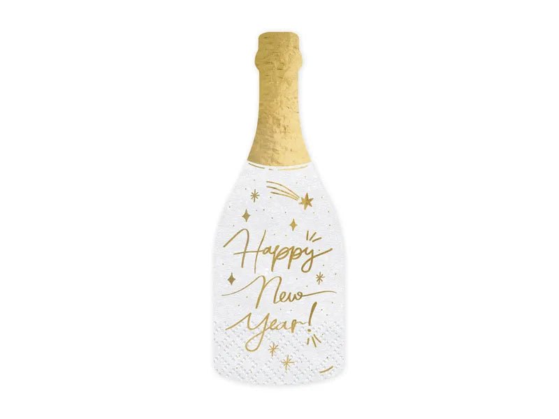 Champagner Happy New Year Servietten weiss/gold - Servietten