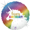 Unicorn Happy Birthday Rainbow Balloon (Filled with Helium) 
