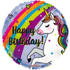 Ballon Joyeux Anniversaire Licorne (rempli d'hélium) 