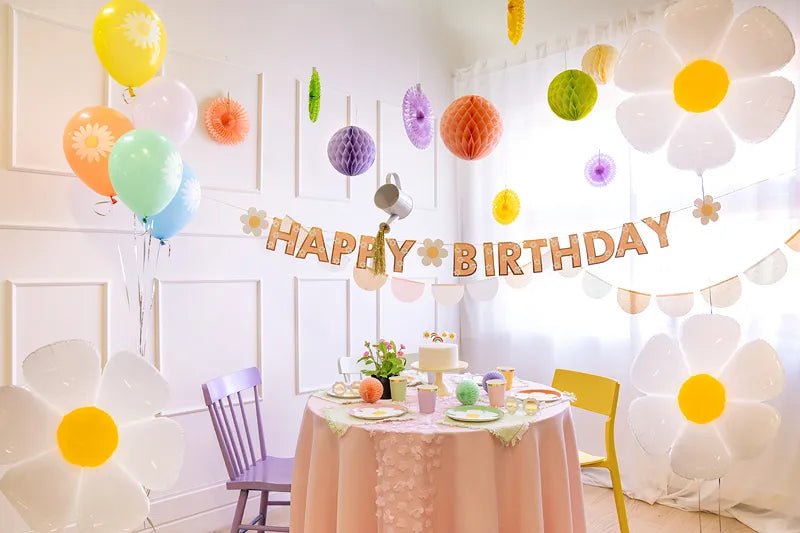 Happy Birthday Banner Girlande mit Sonnenblume - Girlanden Banner