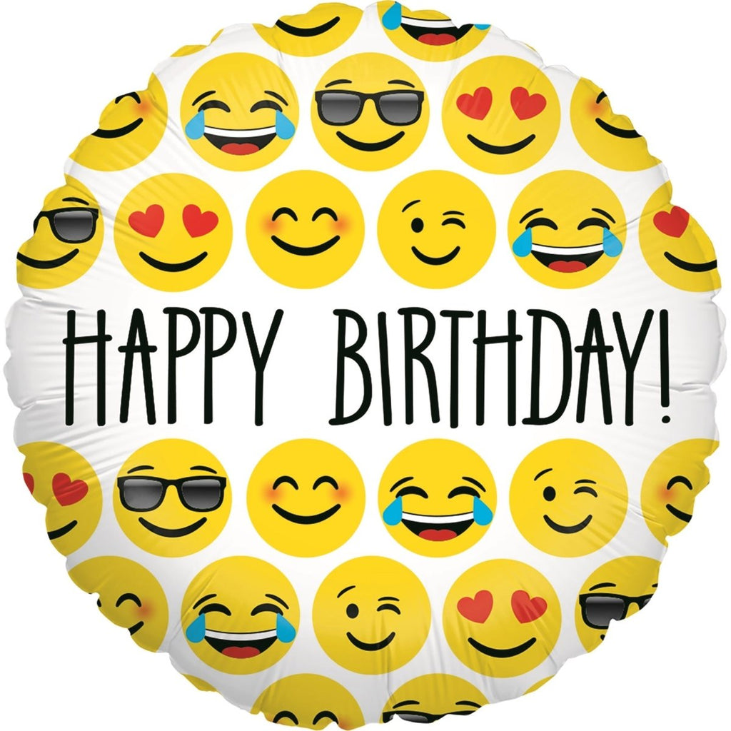 Happy Birthday Emoji's Ballon (mit Helium gefüllt) - Special message helium rund