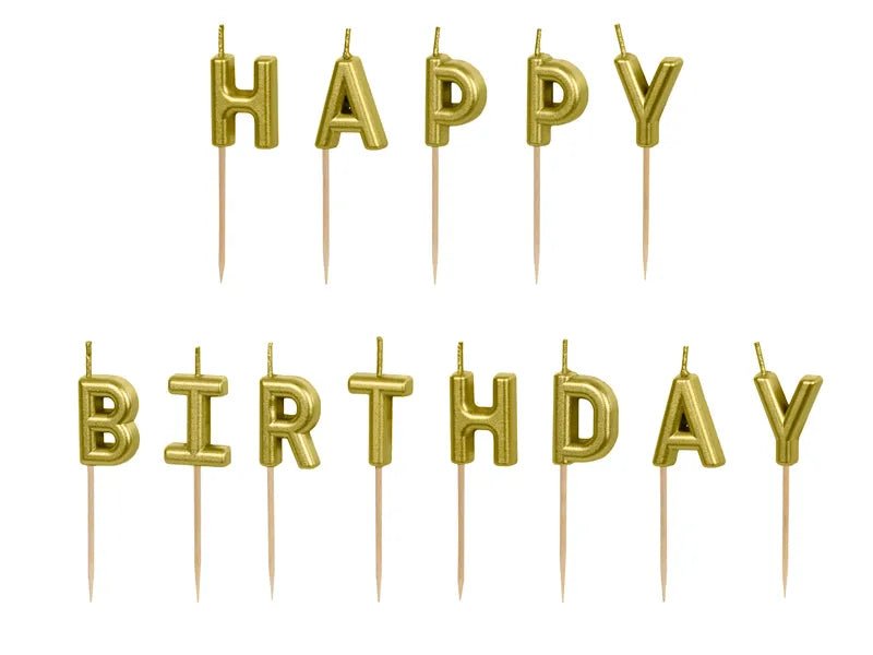 Happy Birthday Geburtstagskerzen gold - Kerzen