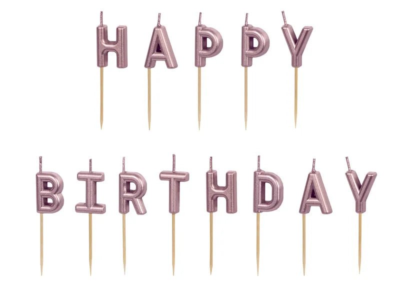Happy Birthday Geburtstagskerzen rosegold - Kerzen