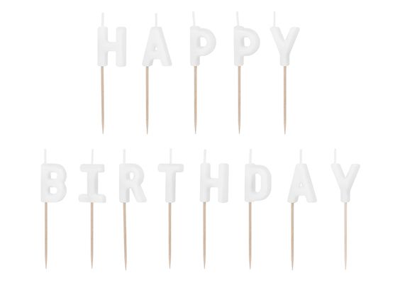 Happy Birthday Geburtstagskerzen weiss - Kerzen