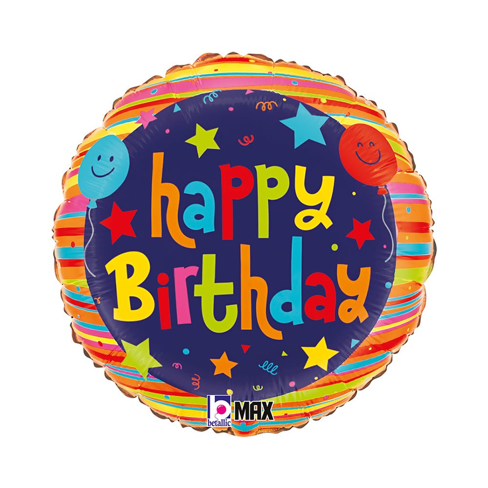 Happy Birthday Party Ballon (mit Helium gefüllt) - Happy Birthday Helium rund