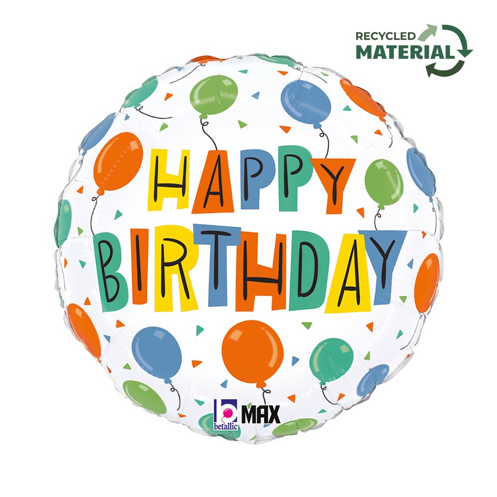 Happy Birthday Party Ballon (mit Helium gefüllt) - Happy Birthday Helium rund
