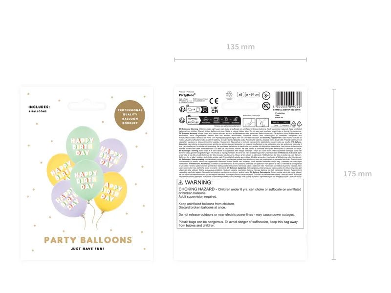 Happy Birthday pistache honiggelb lila Ballon - Latex bedruckt