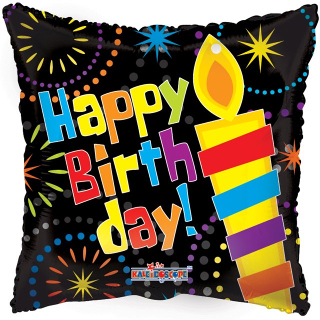 Happy Birthday Quadrat Ballon (mit Helium gefüllt) - Happy Birthday Helium rund