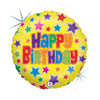 Happy Birthday Colored Star Balloon (Filled With Helium) 
