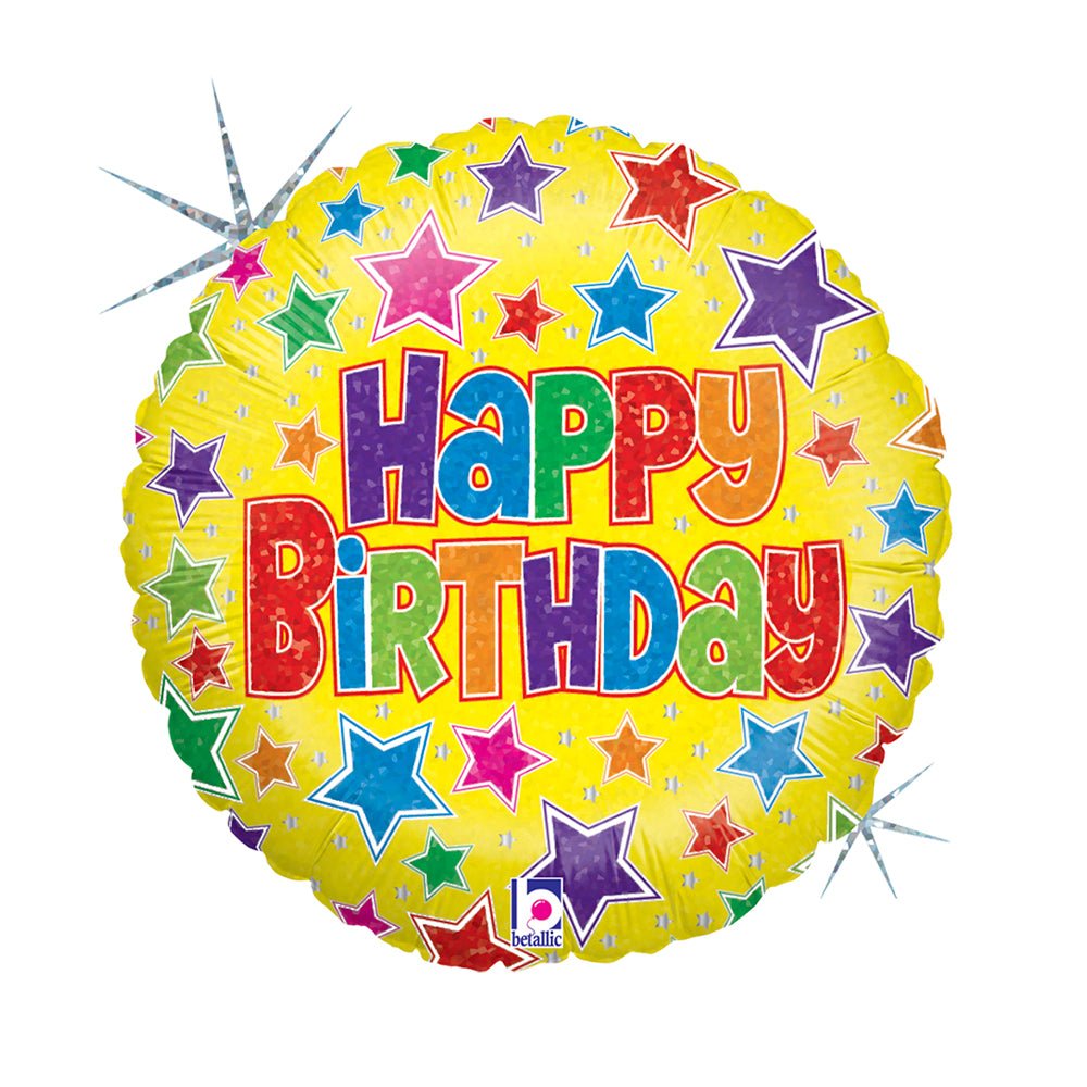 Happy Birthday Stern Ballon (mit Helium gefüllt) - Happy Birthday Helium rund
