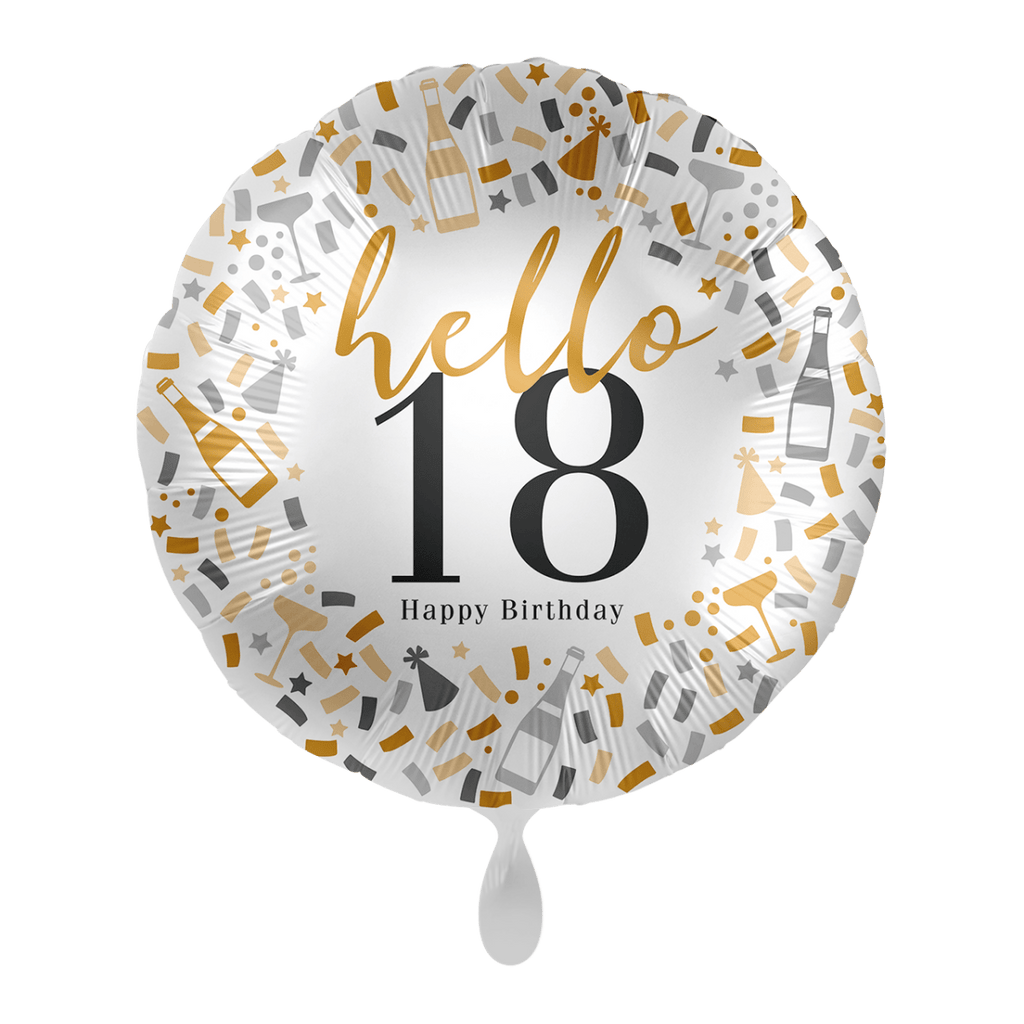 Hello 18 Glückwunsch Geburtstag Ballon (mit Helium gefüllt) - Herz Ballon helium