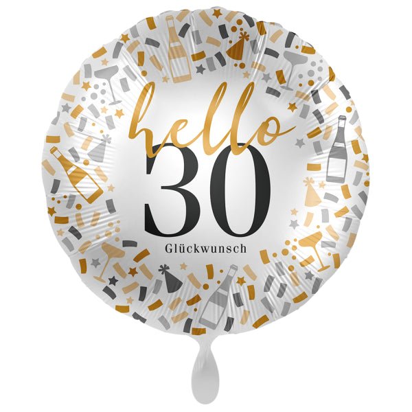 Hello 30 Glückwunsch Geburtstag Ballon (mit Helium gefüllt) - Herz Ballon helium