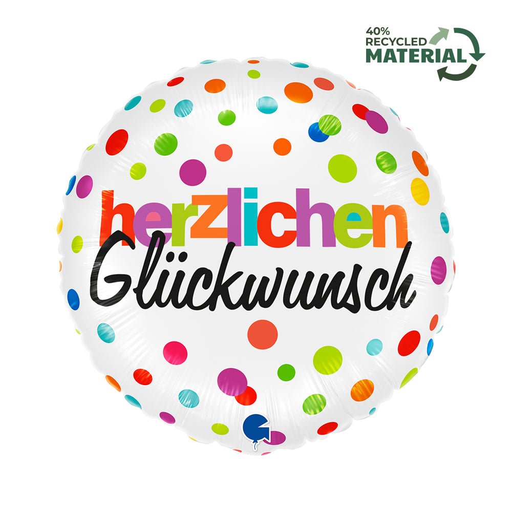 Herzlichen Glückwunsch Ballon (mit Helium gefüllt) - Herz Ballon helium