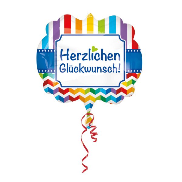 Herzlichen Glückwunsch Ballon (mit Helium gefüllt) - Herz Ballon helium