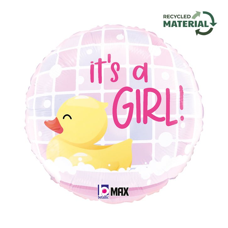 It's a Girl Quietscheente Ballon (mit Helium gefüllt) - Special message helium rund
