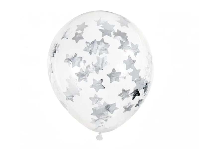 Konfetti silber Sterne Ballon - Konfetti Kanone