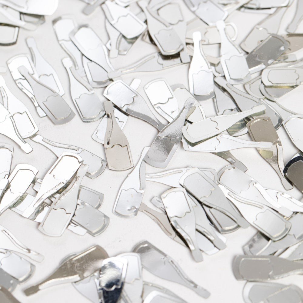 Künstliche Konfetti Silberne Sektflasche - Konfetti