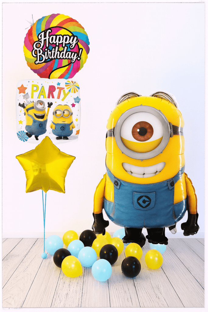 Minions Stuart Happy Birthday Ballon Bouquet (mit Helium gefüllt) - Liscenced Bouquet