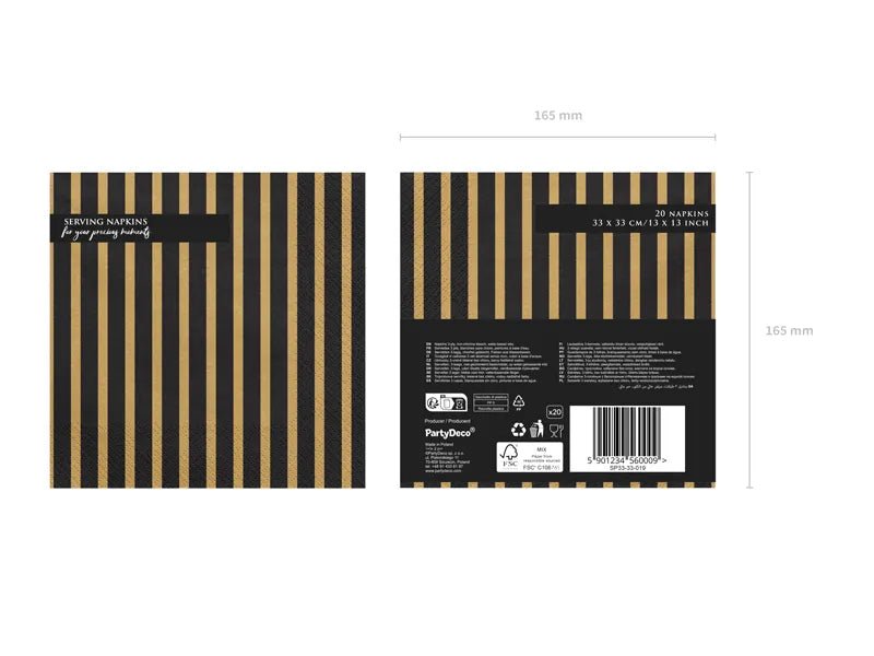 Servietten schwarze und goldene Streifen - Servietten