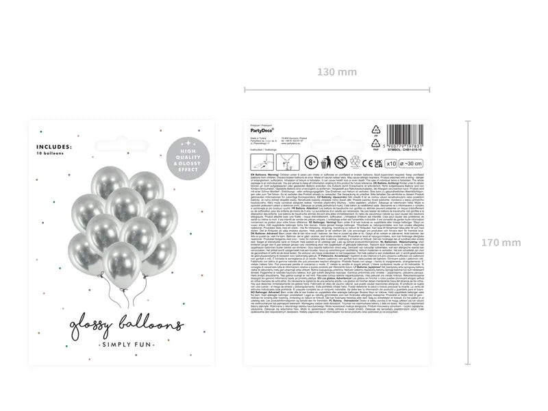 Silber Glossy Ballon Rund - Latex Ballon rund