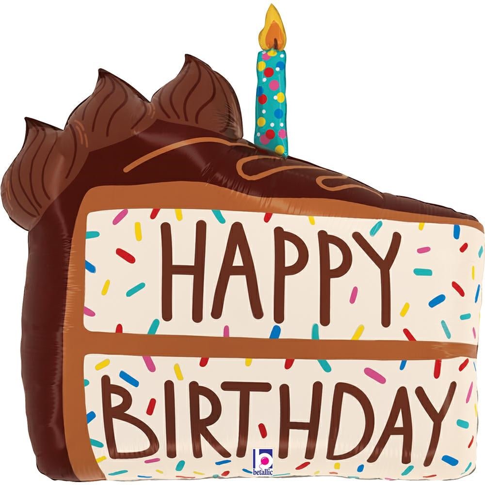XL Cake Chocolate / Schokolade Kuchen Happy Birthday Ballon (mit Helium gefüllt) - Supershape helium
