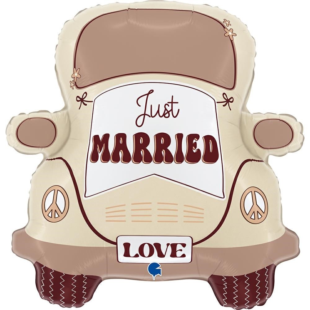 XL Just Married Hippie Auto Ballon (mit Helium gefüllt) - Riesenballon