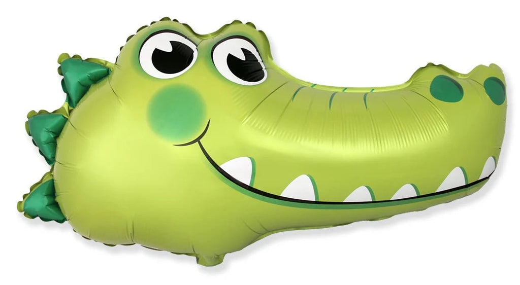 XL Krokodil Ballon (mit Helium gefüllt) - Zahlen Ballon blau Helium