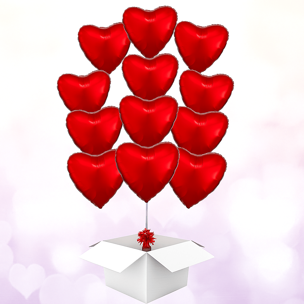 XXL Herz rot Ballon Bouquet (mit Helium gefüllt) 12 Stück - Liebe Bouquet