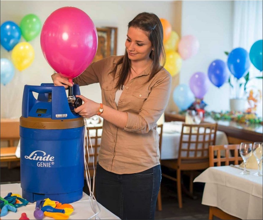 20 Liter Ballon Helium + Abfüll-Ventil + Transportwagen - Helium