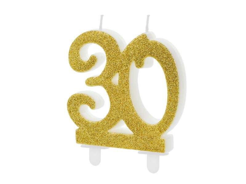 30. Geburtstag Zahlenkerze gold - Kerzen