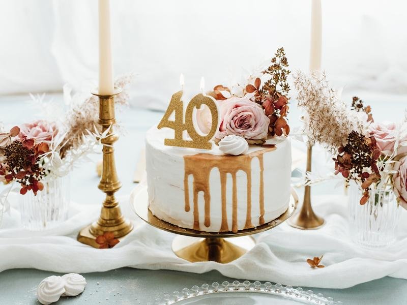 40. Geburtstag Zahlenkerze gold - Kerzen