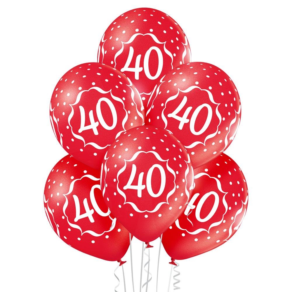 40 Jahre rot Ballon - Latex bedruckt