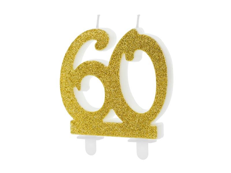 60. Geburtstag Zahlenkerze gold - Kerzen