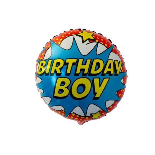 Birthday Boy Super Hero Ballon (mit Helium gefüllt) - Happy Birthday Helium rund