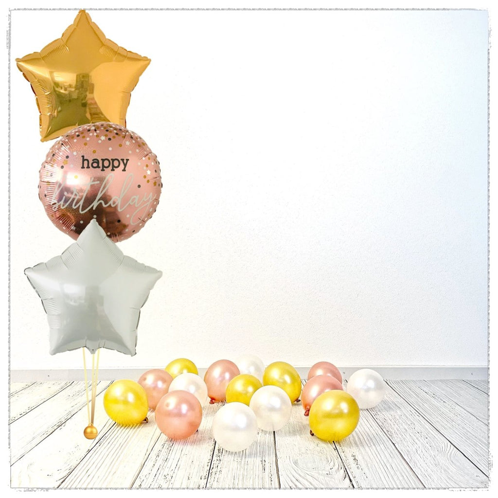 Bouquet zu Champagner Glas Happy Birthday Ballon (mit Helium gefüllt) - Bouquet zu Ballone