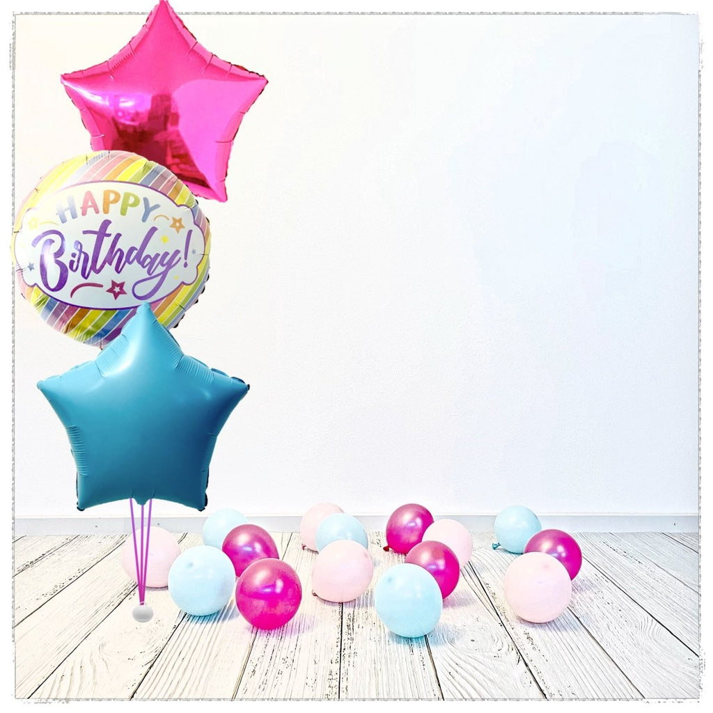 Bouquet zu Cinderella Happy Birthday Ballon (mit Helium gefüllt) - Bouquet zu Ballone