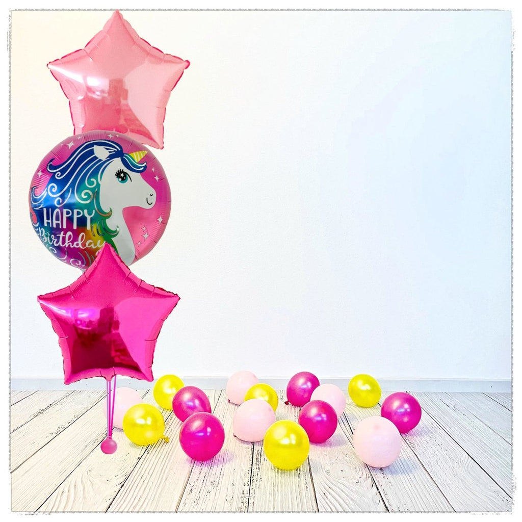 Bouquet zu Einhorn Happy Birthday Ballon (mit Helium gefüllt) - Bouquet zu Ballone
