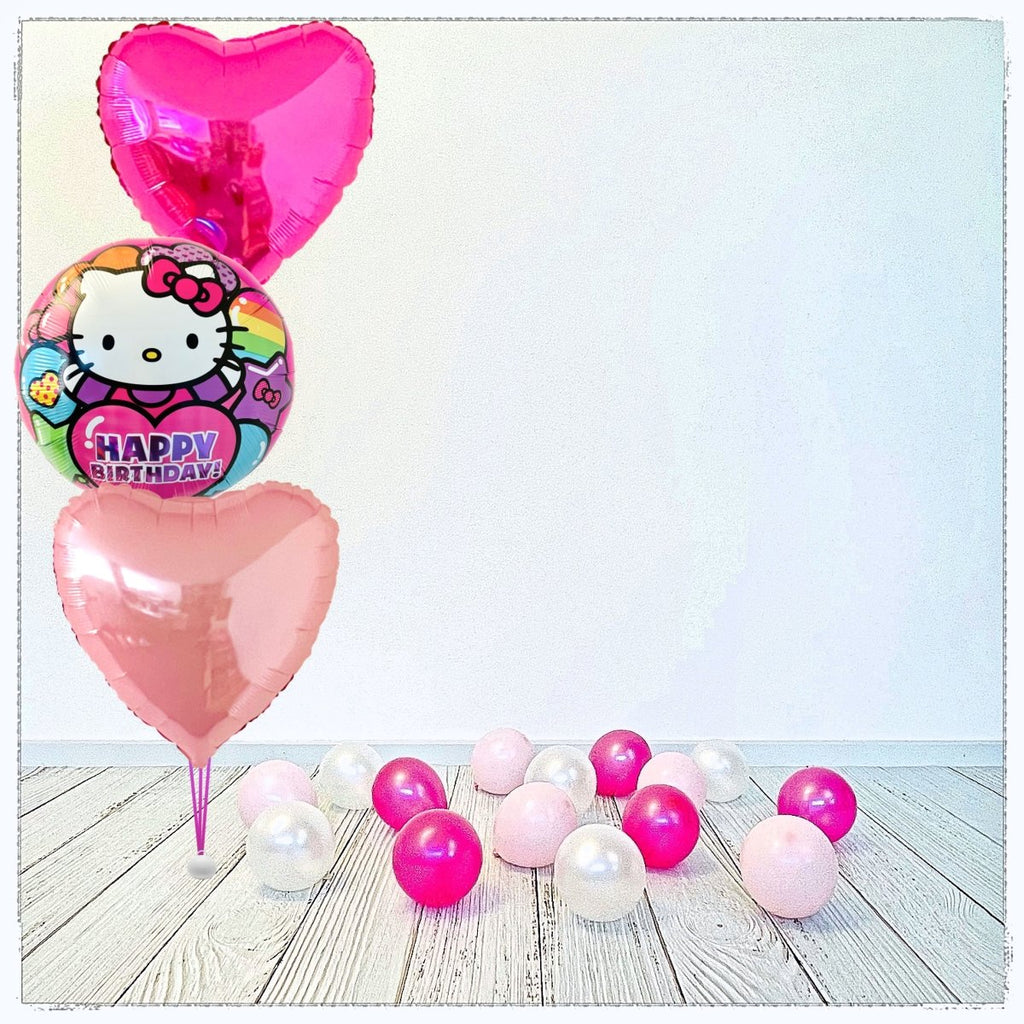 Bouquet zu Hello Kitty Happy Birthday Ballon (mit Helium gefüllt) - Bouquet zu Ballone