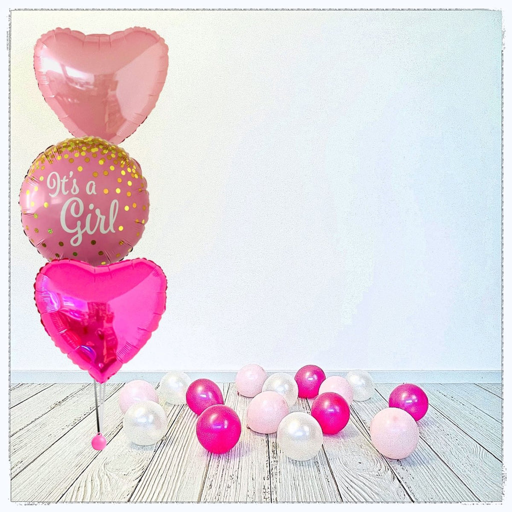 Bouquet zu It's a Girl Buggy Ballon (mit Helium gefüllt) - Bouquet zu Ballone