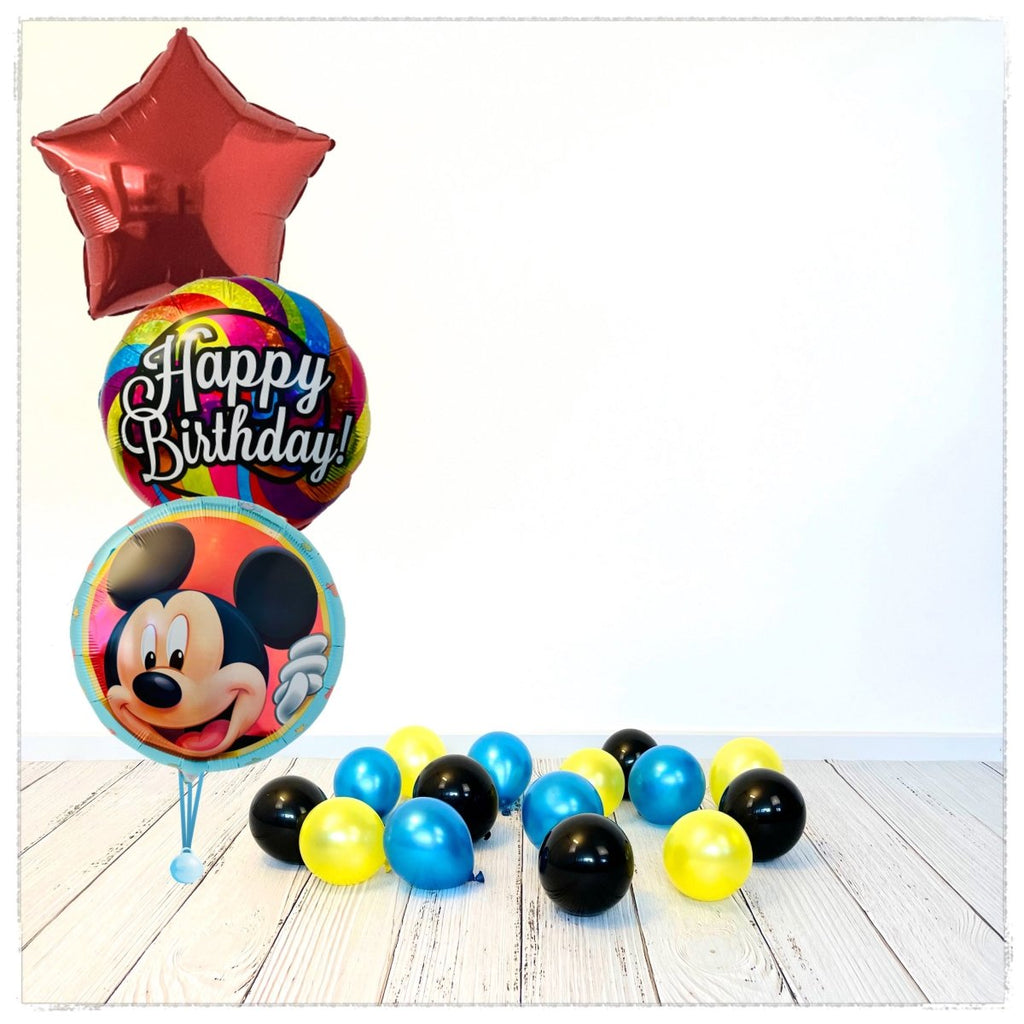 Bouquet zu Mickey Mouse Happy Birthday Ballon (mit Helium gefüllt) - Bouquet zu Ballone