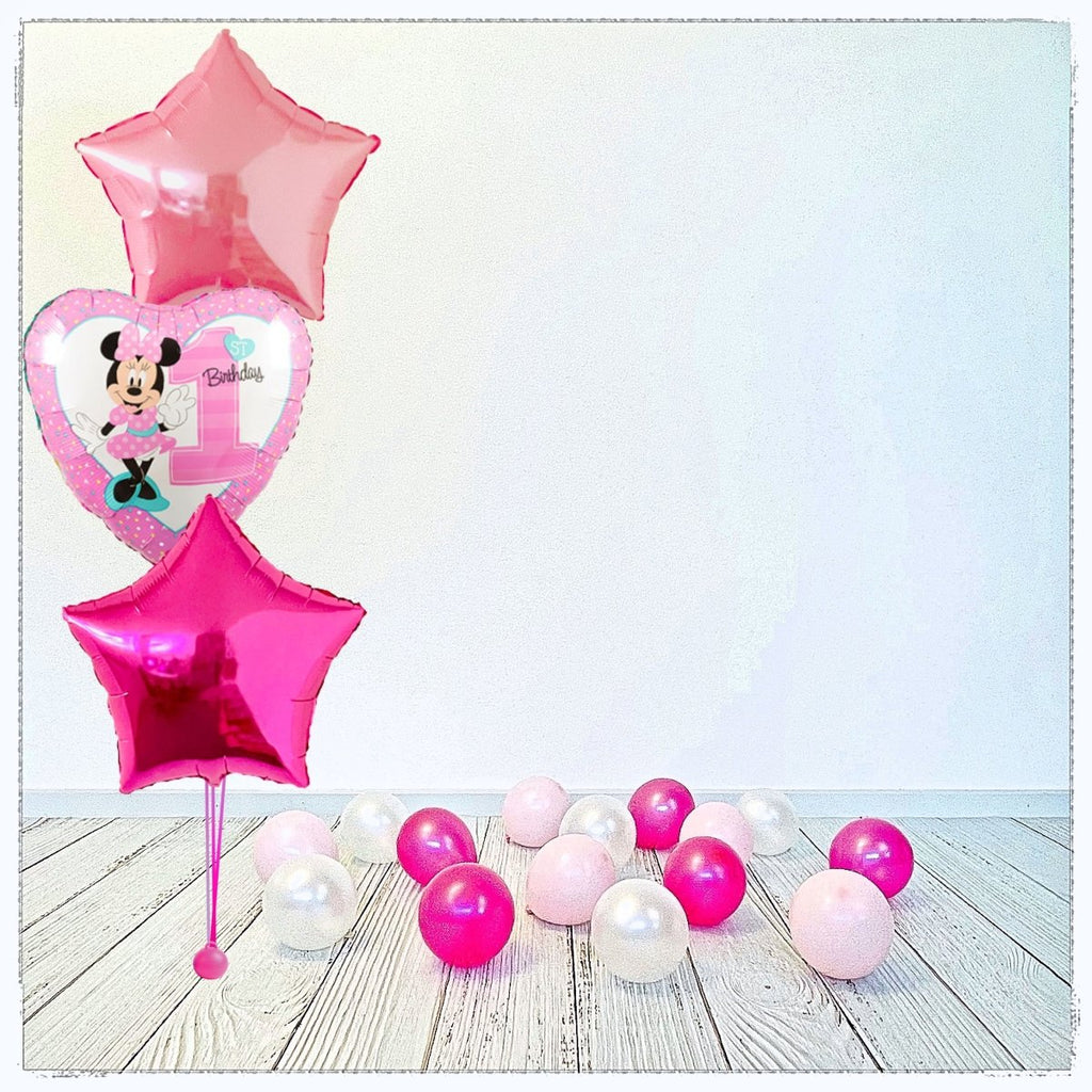 Bouquet zu Minnie Mouse 1. Geburtstag Ballon (mit Helium gefüllt) - Bouquet zu Ballone