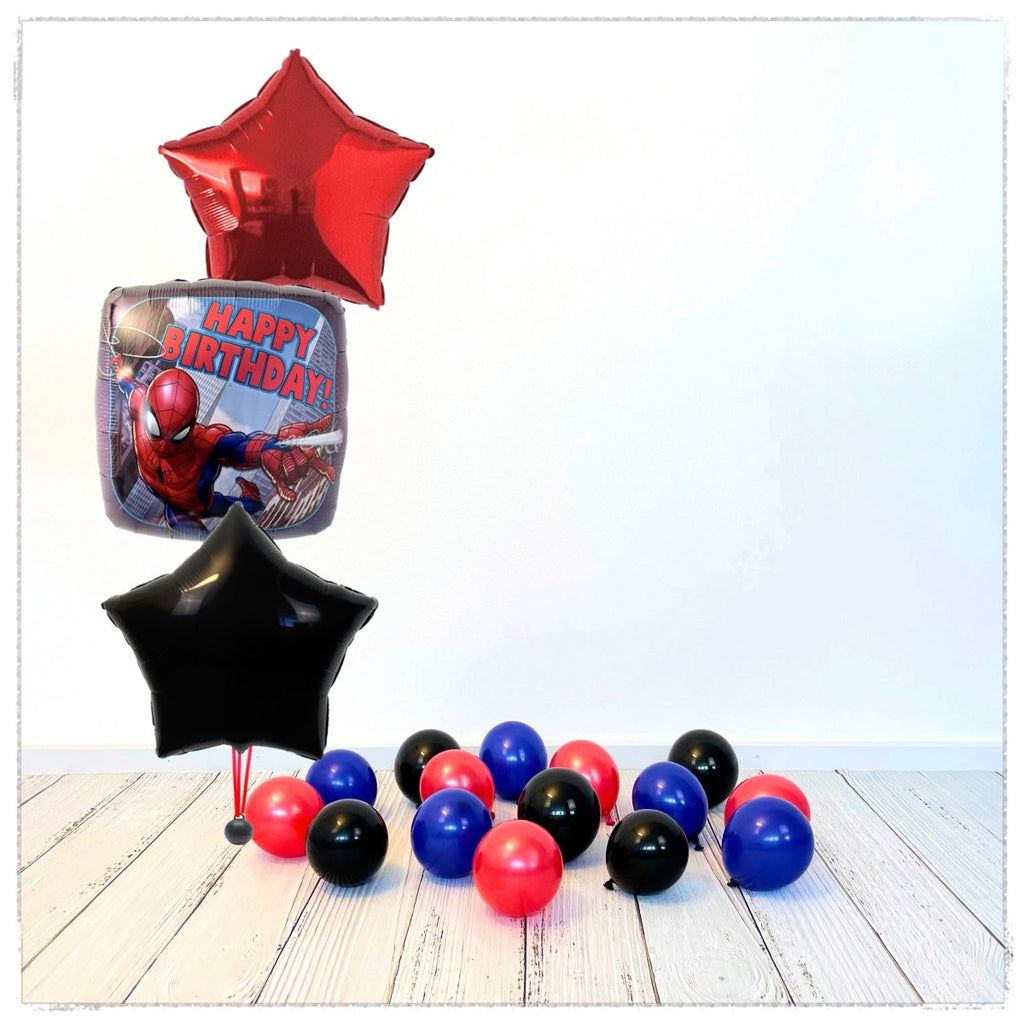 Bouquet zu Spider Man Happy Birthday Ballon (mit Helium gefüllt) - Bouquet zu Ballone