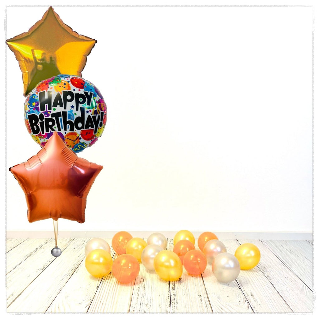 Bouquet zu Zahlen Ballon Birthday holographisch silber (mit Helium gefüllt) - Bouquet zu Ballone