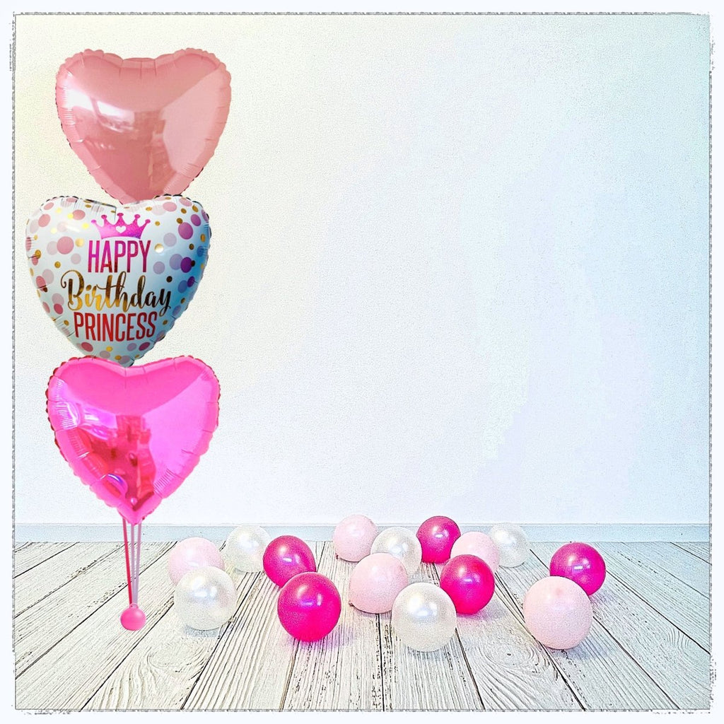 Bouquet zu Zahlen Ballon Birthday Princess pink (mit Helium gefüllt) - Bouquet zu Ballone